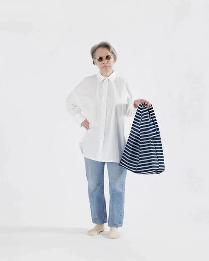 BIG REUSABLE BAG NAVY STRIPE